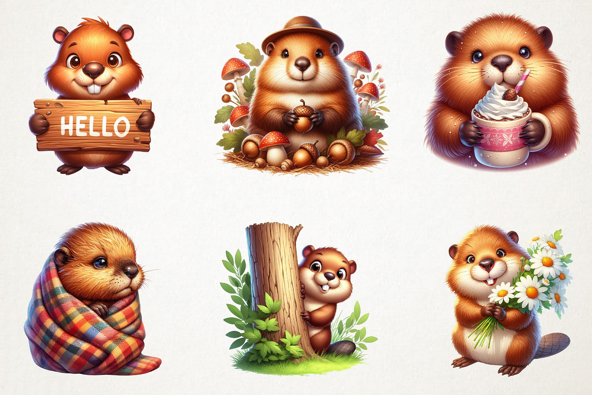 Cute Beaver Clip Art, Woodland Anima, an Animal Illustration by RobertsArt (Photo 7 of 7)