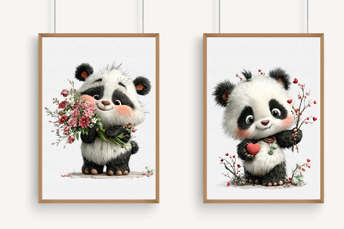 Valentine Panda Clipart, an Illustration by Libby Wishes (Photo 2 of 6)