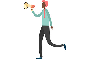 Man influencer shouting in megaphone, a Person Illustration by Sky Pics Studio