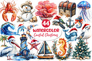 Watercolor Coastal Christmas Clipart, an Illustration by Dream Creation (Thumbnail 1 of 5)