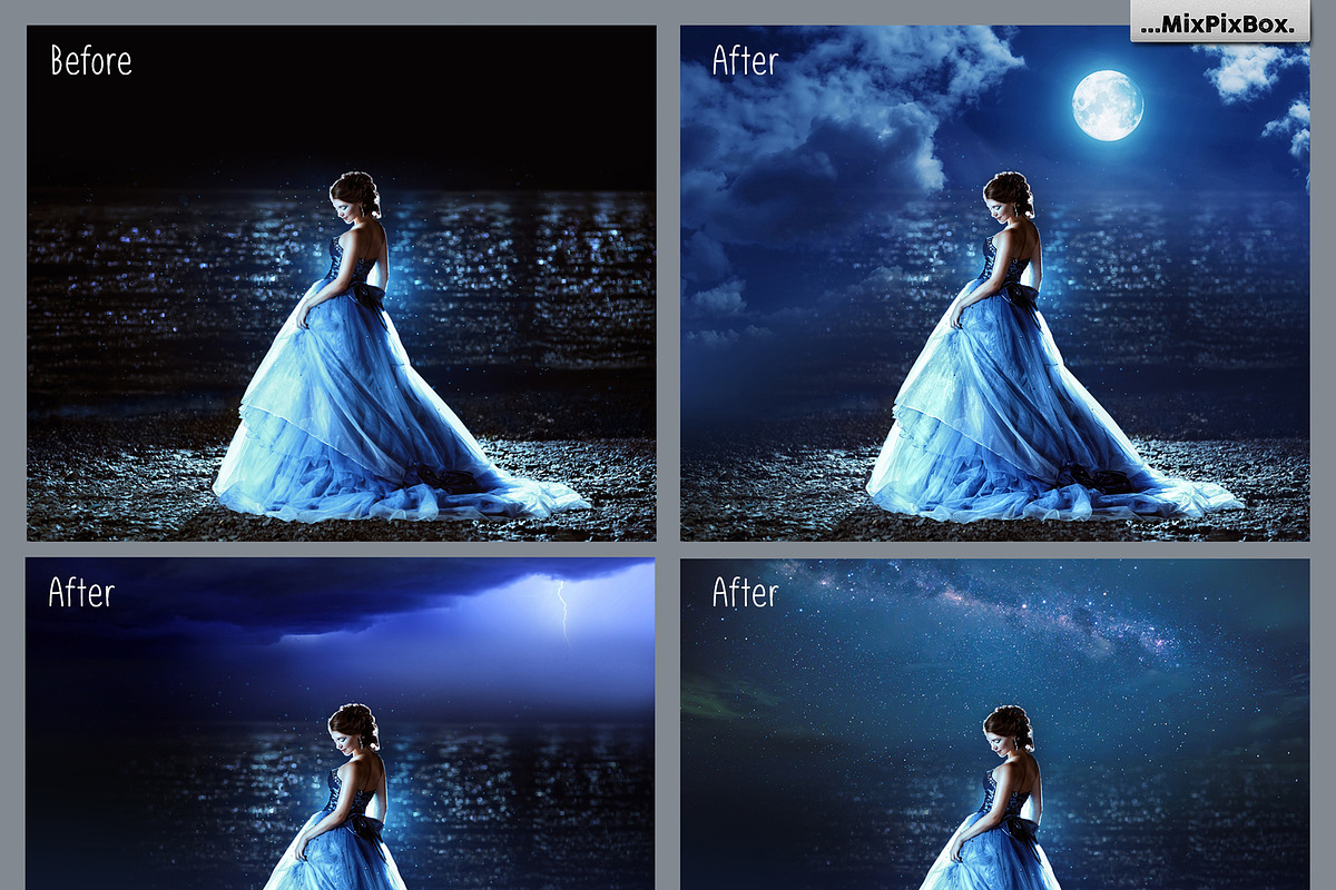 100 Night Sky Overlays, a Layer Style Add-On by MixPixBox (Photo 3 of 6)