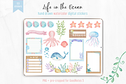 Digital Stickers Watercolor Ocean, an Illustration by Oh Mia Studio (Thumbnail 1 of 5)
