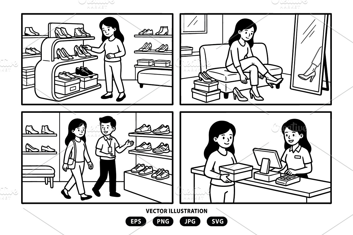 Women activities in a shoe store, a Person Illustration by Vectorlina (Photo 2 of 3)