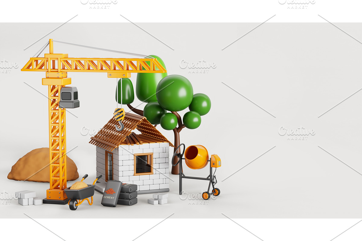 Construction site with unfinished, an Architecture 3D Model by Marozhkastudio