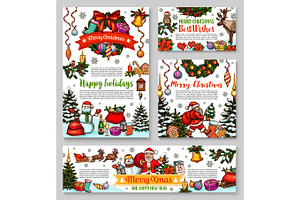 Christmas Gift Banner For New Year Greeting Card