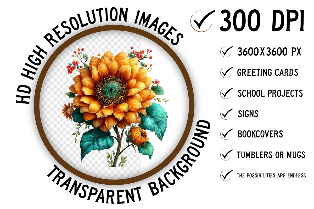 Whimsical Spring Sunflower Clipart, an Illustration by Craft Nest (Photo 6 of 11)