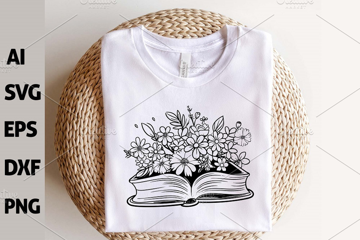24 Floral Book SVG, Book with Flower, a Decorative Illustration by FancyDesignStudio (Photo 9 of 9)