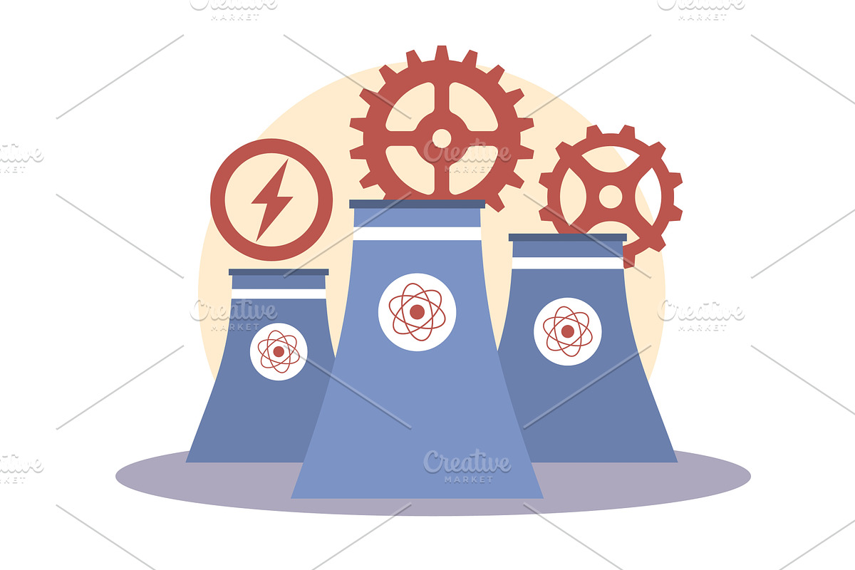 Nuclear power plant. Obtaining, an Illustration by YummyBuum
