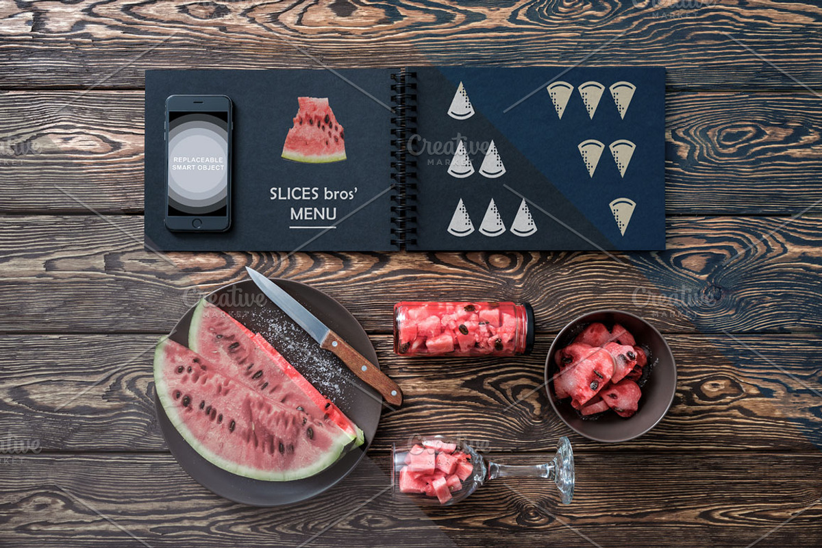 Black Cafe Menu Mockup (horizontal), an iPhone Mockup by mockupgeek (Photo 2 of 4)