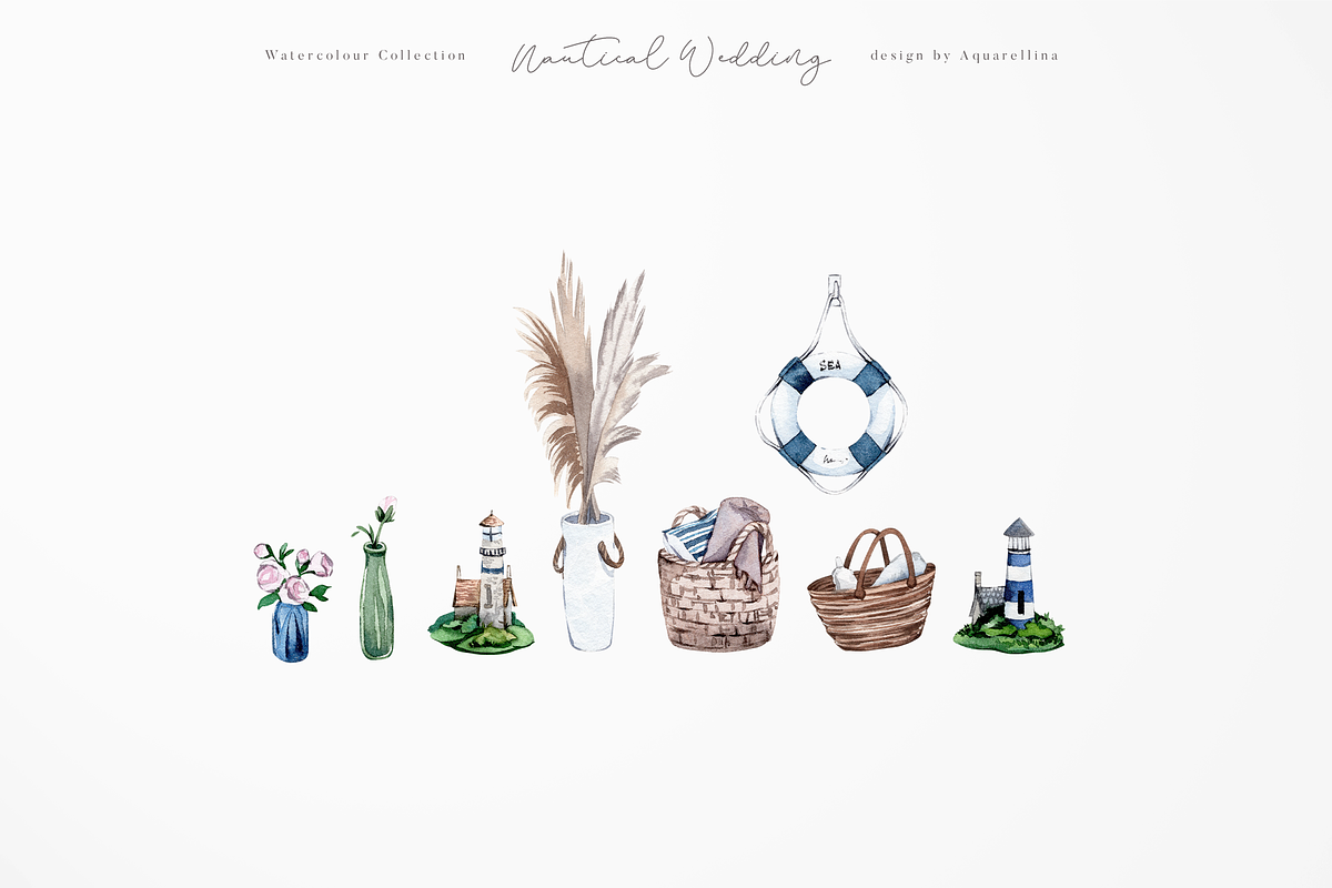 Nautical Beach Wedding Illustrations, a Decorative Illustration by Aquarellina (Photo 22 of 34)