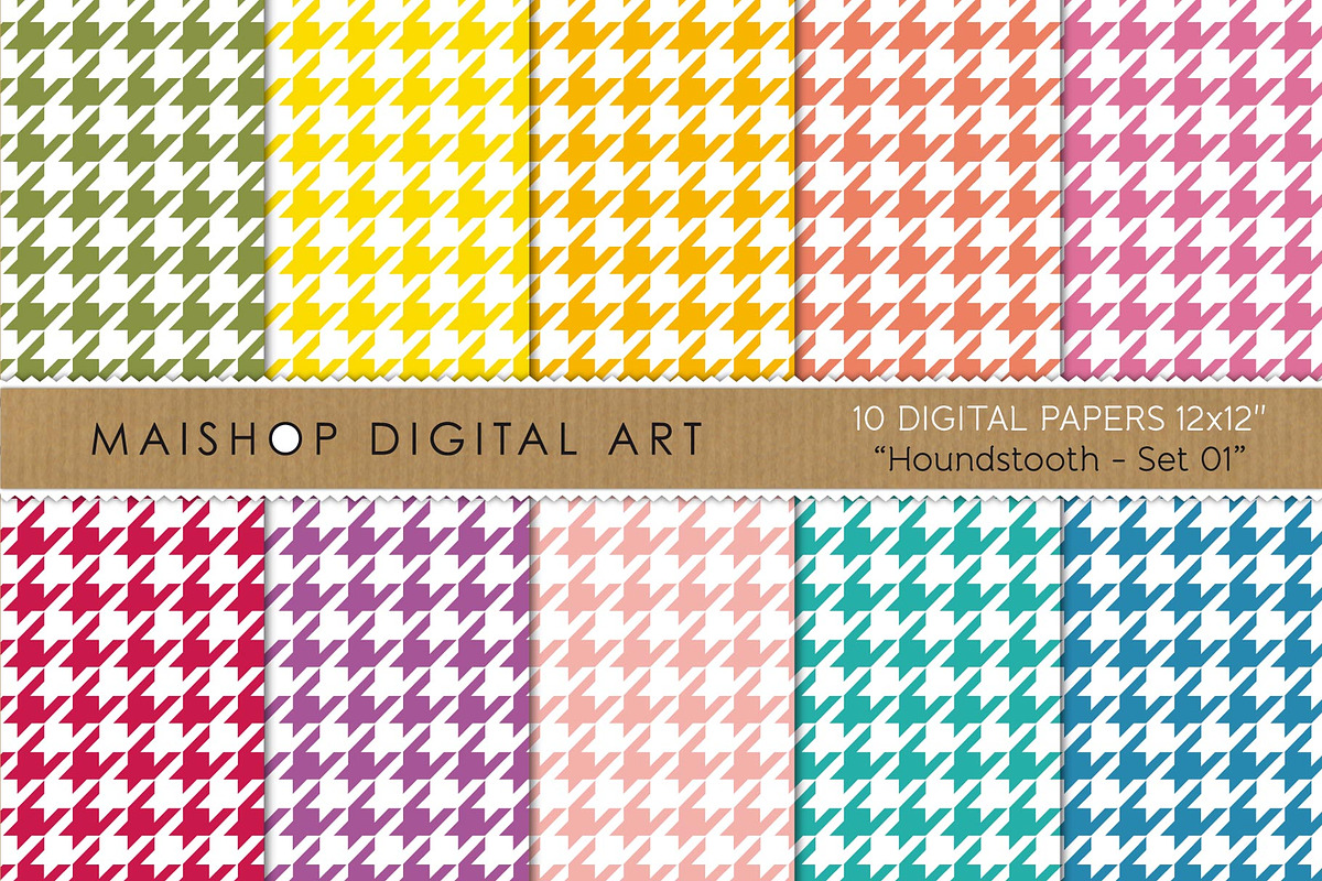 Seamless Houndstooth Digital Papers