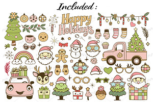 Groovy Retro Christmas Clipart, an Illustration by PassionPNGcreation