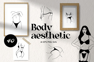 Body aesthetic 40 line art vectors, a Person Illustration by yabluko_draws