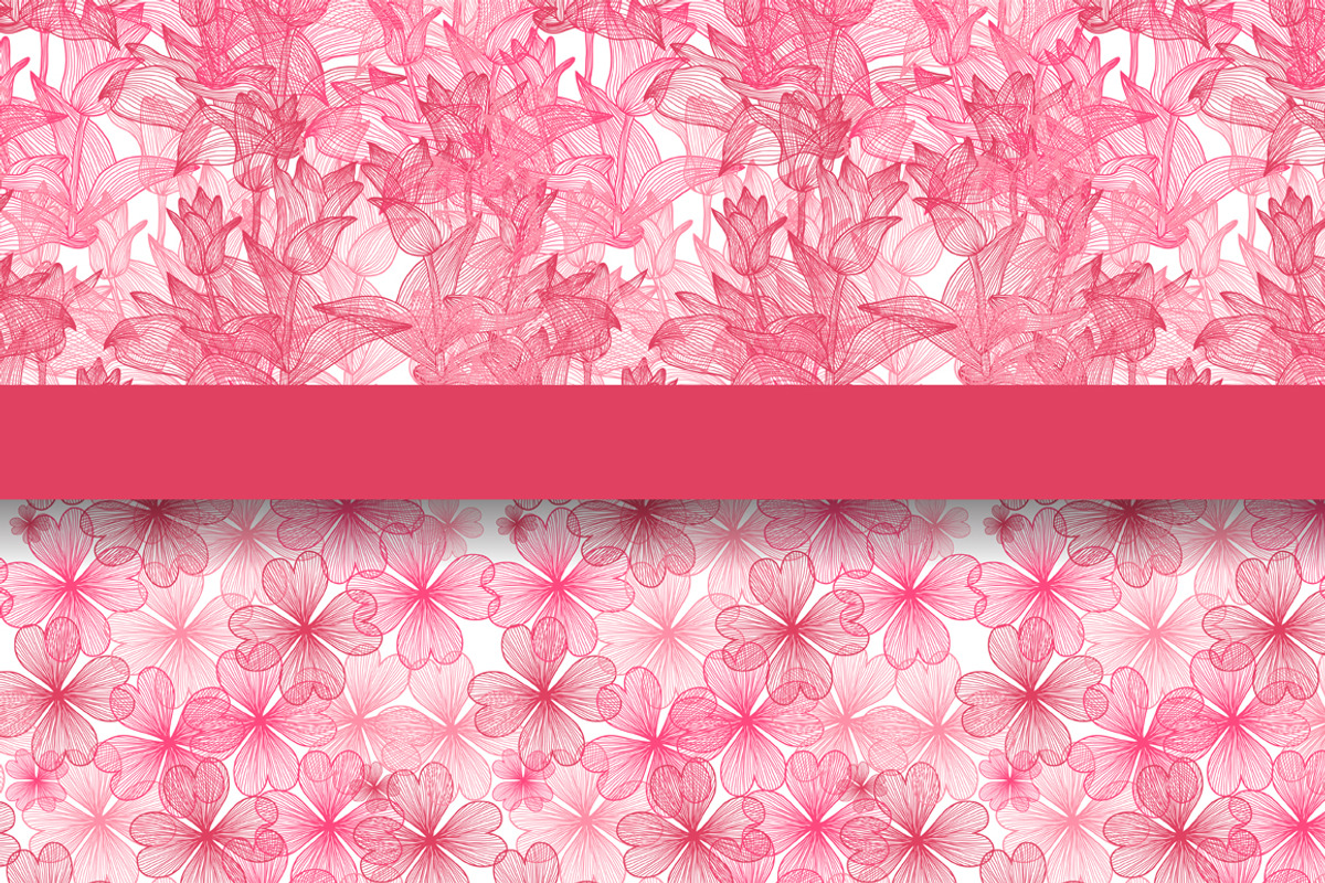 Pink Floral Seamless Patterns Set preview 3