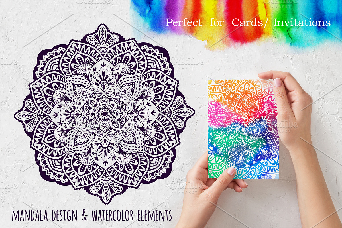 Mandalas and Watercolor Textures, a Healthcare Illustration by Markovka (Photo 2 of 6)