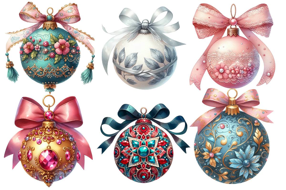 Victorian Christmas balls clipart, an Illustration by Designworld (Photo 2 of 6)