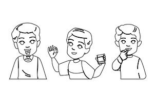 medicine kid pills boy vector, a Person Illustration by pikepicture