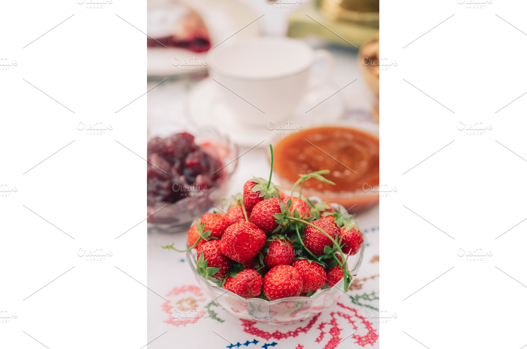 Fresh Strawberries in Glass Bowl on, a Food & Drink Photo by Jan Jack Russo Media