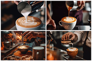 12 Barista Making Coffee Backgrounds