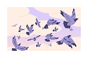 Birds fly in sky, seamless patterns, an Animal Illustration by PaperTrident (Thumbnail 3 of 16)