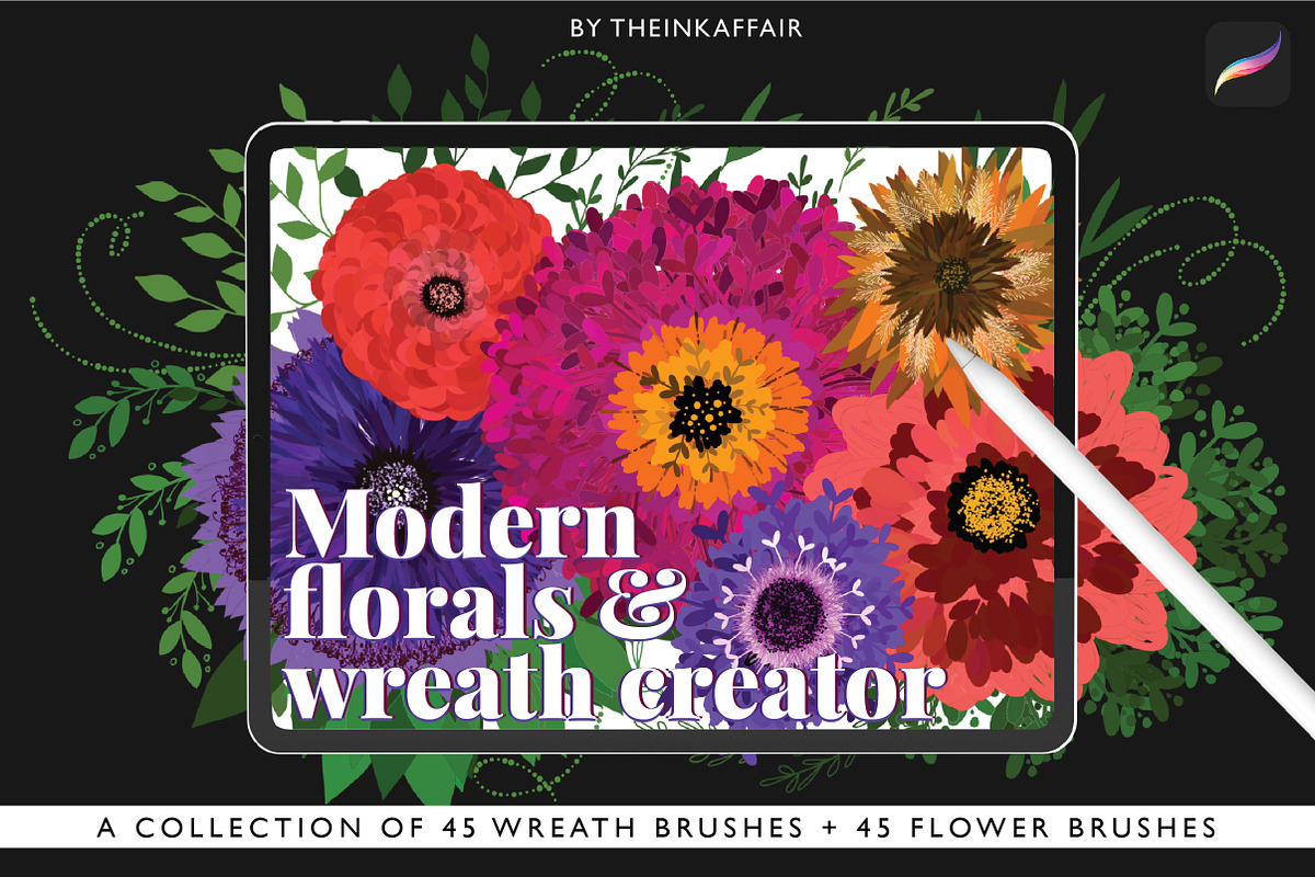 Modern Florals and Wreath Creator, a Brush Add-On by theinkaffair (Photo 1 of 10)