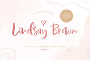 Lindsay Brown Script (+EXTRAS), a Script Font by Sarid Ezra (Thumbnail 1 of 9)