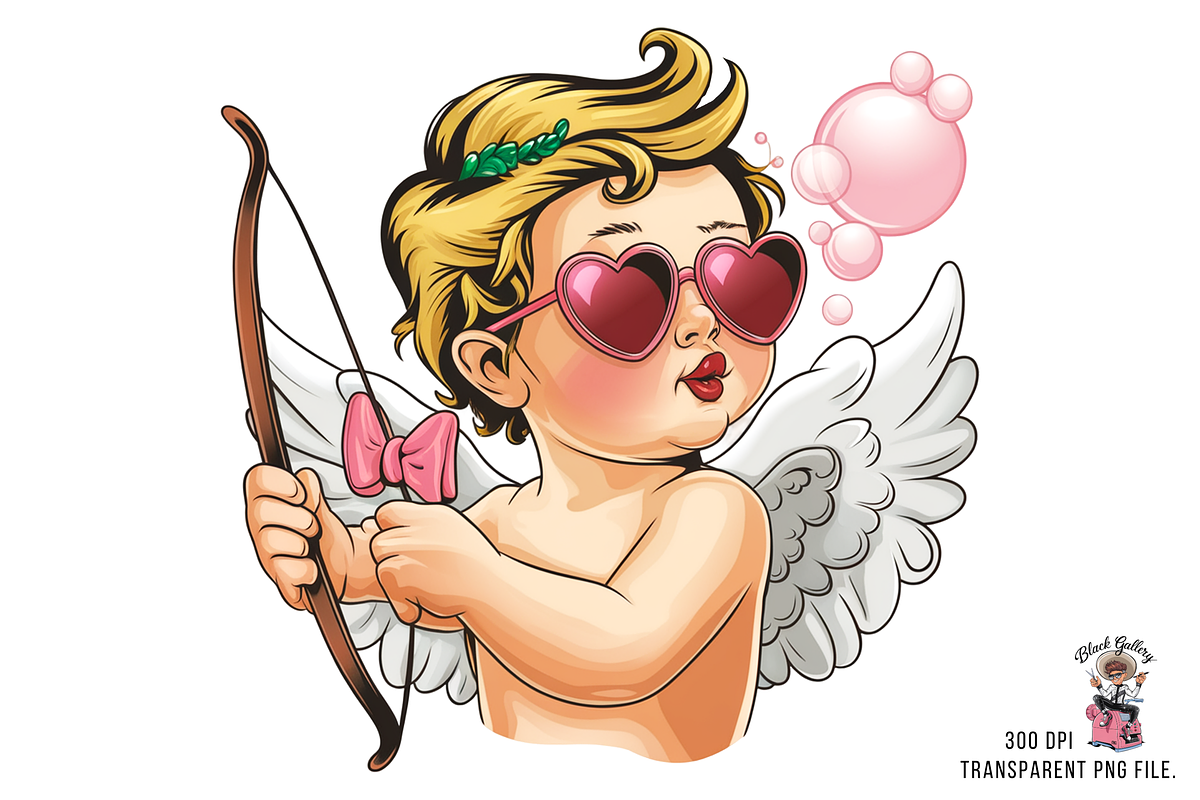 Cupid with Bow and Bubblegum Clipart, an Illustration by Clipart Studio (Photo 3 of 13)