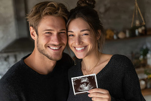 Happy couple expecting a baby ultras, a Photo by Pixeness Studio
