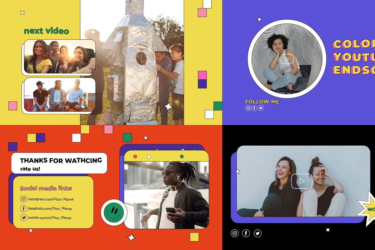 Colorful Media Endscreens for FCPX, a Templates & Theme by 2dfx (Photo 1 of 2)