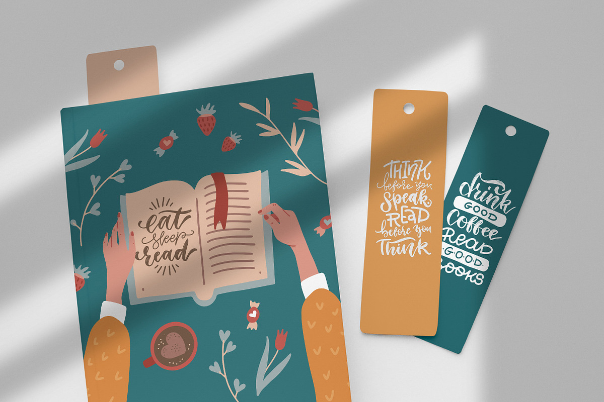 Reading lover - clipart & lettering, an Education Illustration by Lana Sham (Photo 4 of 8)