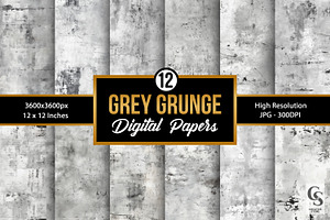 Grey Grunge Texture Digital Papers, a Background Graphic by Creative Store
