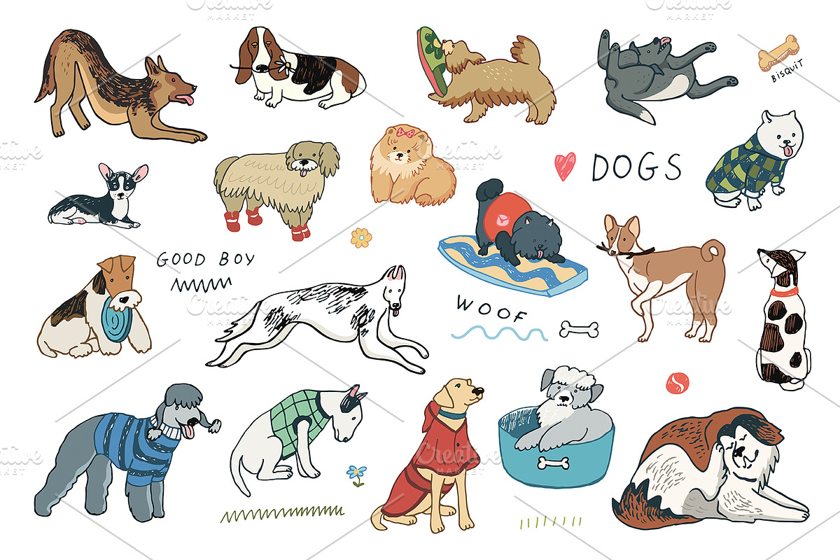 Funny Dogs, an Animal Illustration by GooseFrol (Photo 3 of 14)