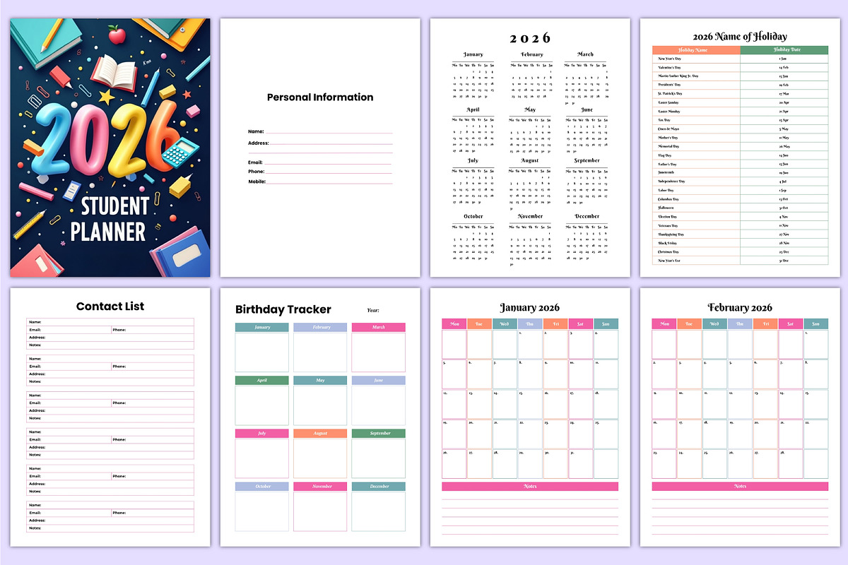 2026 Student Planner Canva Kdp, a Stationery Template by Mustafiz (Photo 2 of 6)