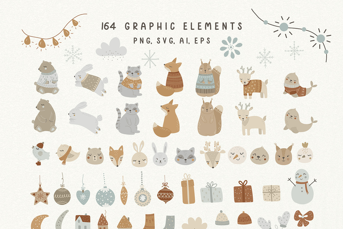 Christmas animals for kids clipart, an Animal Illustration by polikarpovaart (Photo 10 of 12)