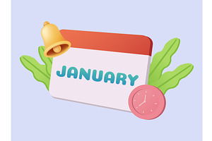 3d Calendar Icon. January