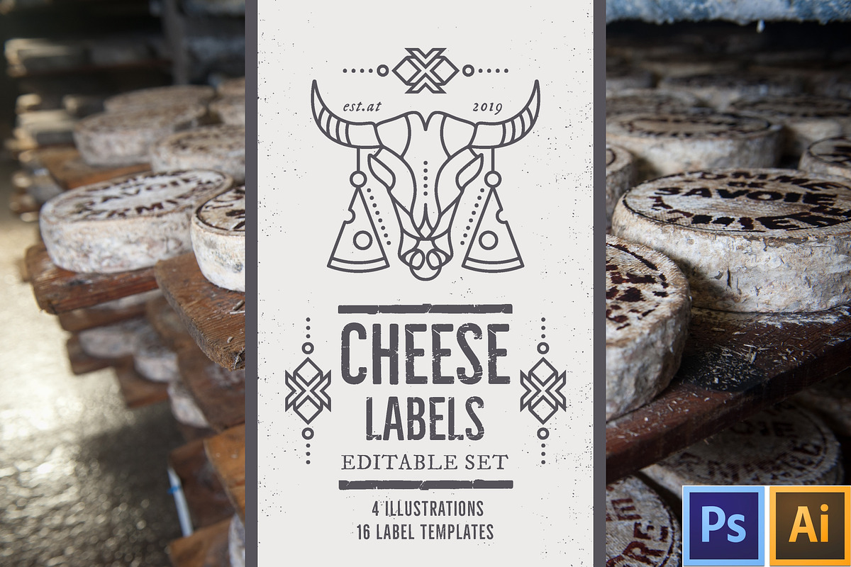 Cheese Labels: Editable Set, a Branding & Logo Template by Lumitar (Photo 1 of 5)