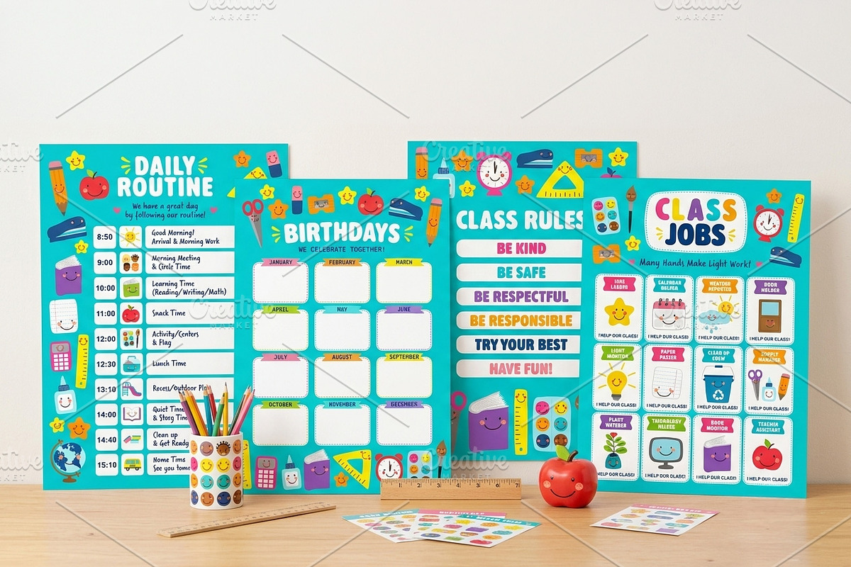 Cute Classroom Decor Bundle, an Education Illustration by C Design Studio (Photo 4 of 15)