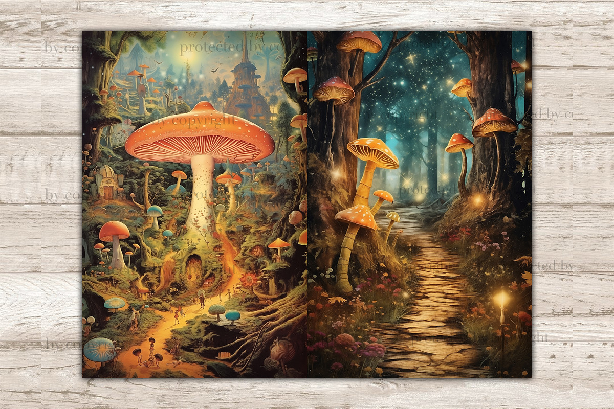 Magic Forest Junk Journal Page, a Seasonal Illustration by GlamArtZhanna (Photo 2 of 9)