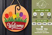 Welcome Tulip Flower Laser Cut SVG, a Work Illustration by Daily.Designs (Thumbnail 1 of 3)