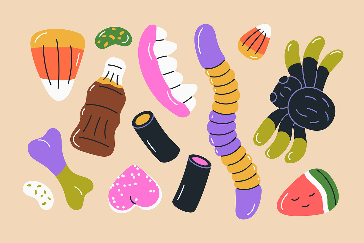 Gummy candies. Jelly sweets set, a Food Illustration by Good Studio (Photo 4 of 7)