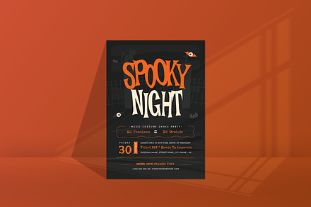 Spooky Night Party Flyer, a Flyer Template by SquidPixey