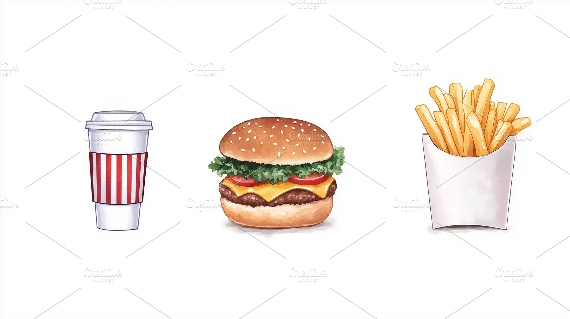 Classic fast food on white, a Food & Drink Photo by MistyDay