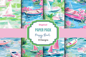 Preppy Boat Digital Paper