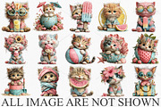 Whimsical Summer Cats Clipart Bundle, an Illustration by Canvas Craft (Thumbnail 3 of 7)