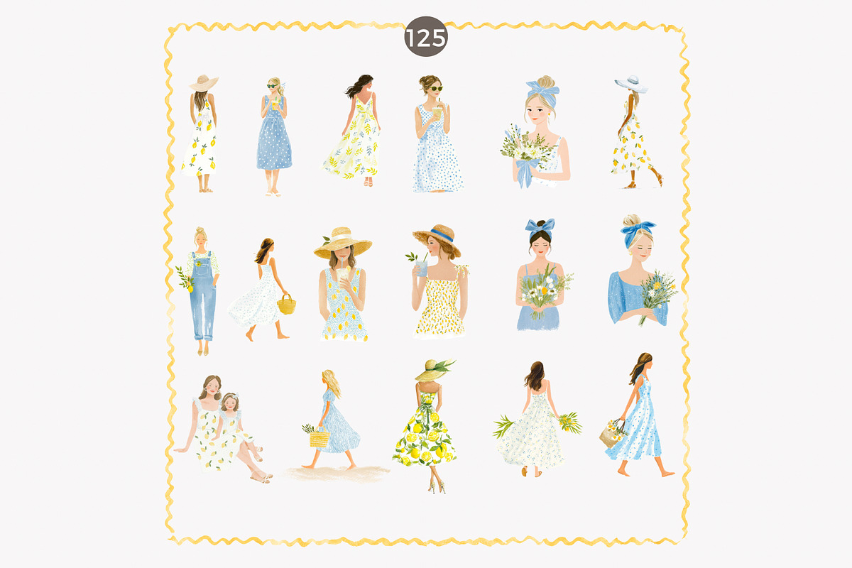 lemon clipart summer fashion clipart, a Decorative Illustration by Patishop Art (Photo 8 of 10)