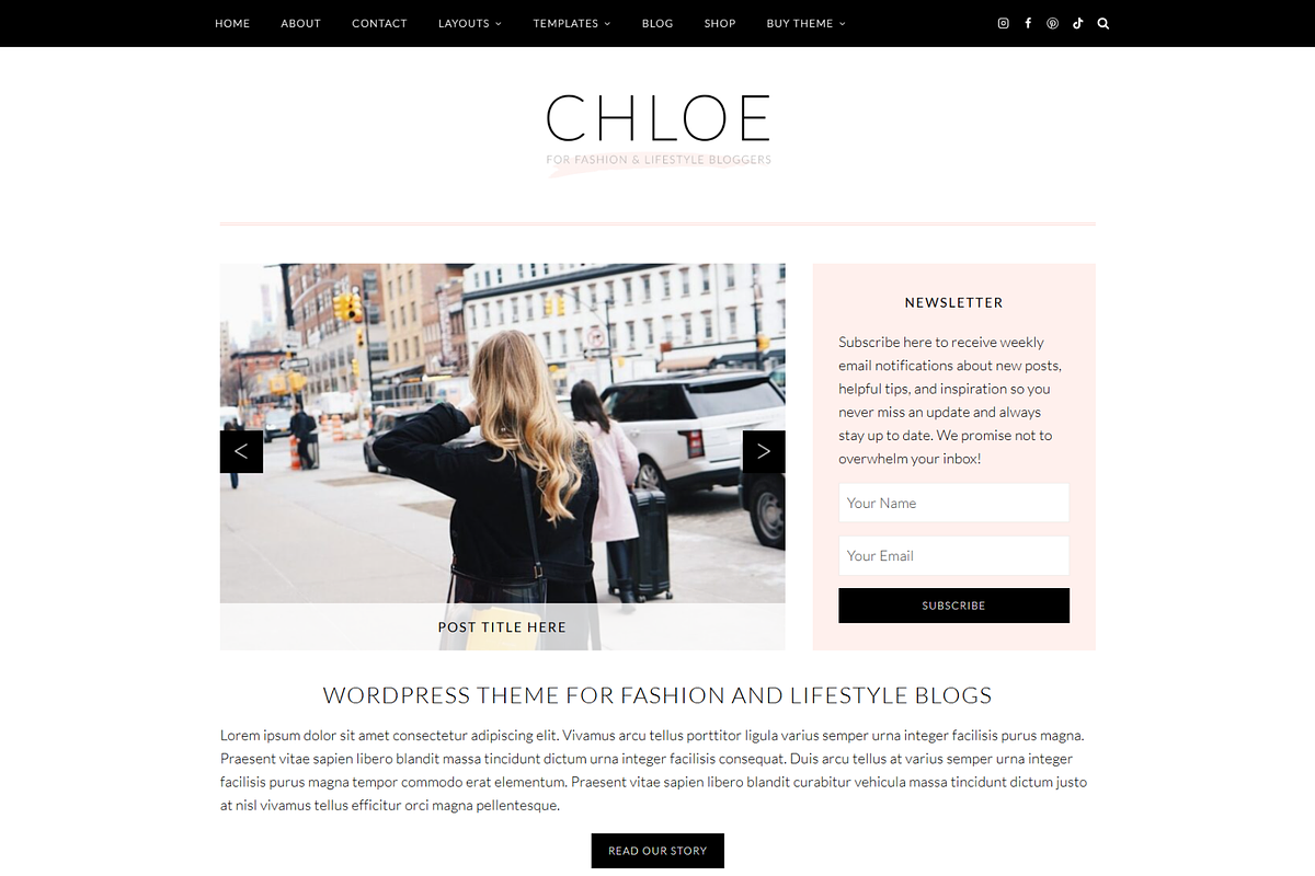 Feminine WordPress Theme | Chloe, a WordPress Template by Hello Chic Designs (Photo 1 of 2)