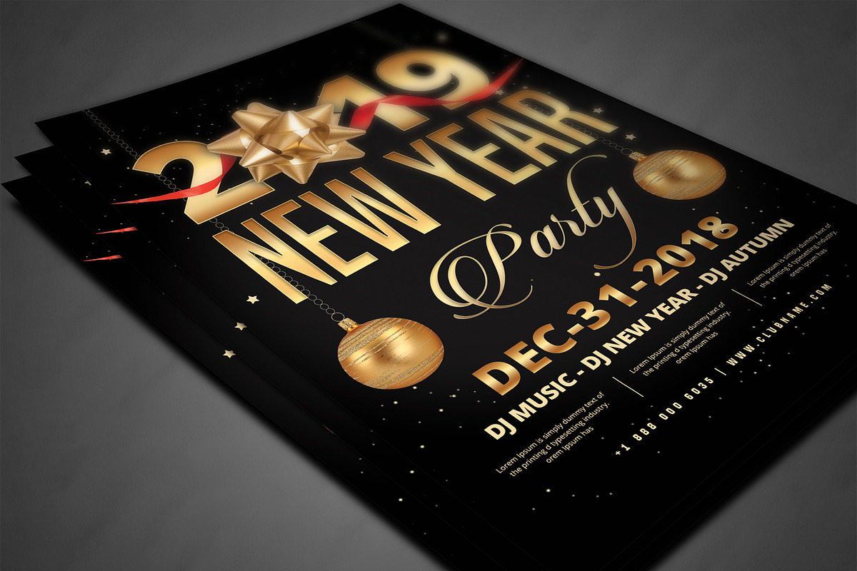 2019 New Year Party Flyer, a Flyer Template by AfzaalGraphics (Photo 3 of 4)