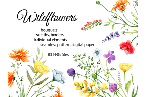 Watercolor Wildflowers clipart
