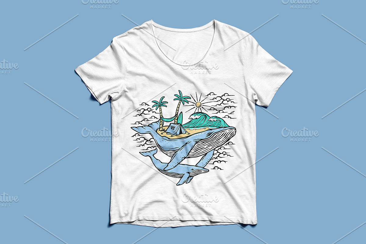 Beach and whales illustration, an Animal Illustration by gunaonedesign (Photo 3 of 4)