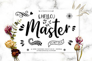 Hello Master FONT DUO with Doodle, a Script Font by Alpha Bento (Thumbnail 1 of 8)